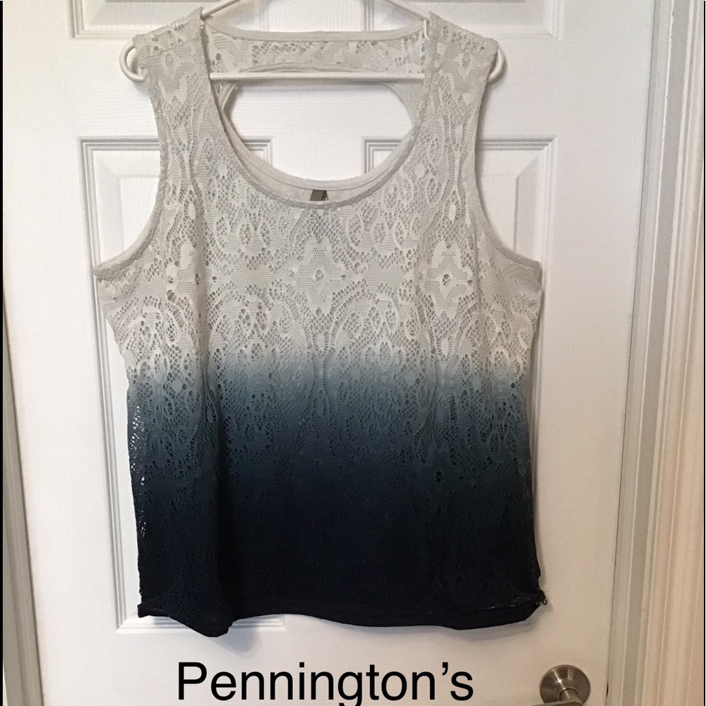 Pennington’s Sleeveless Lacey Overlay Top
